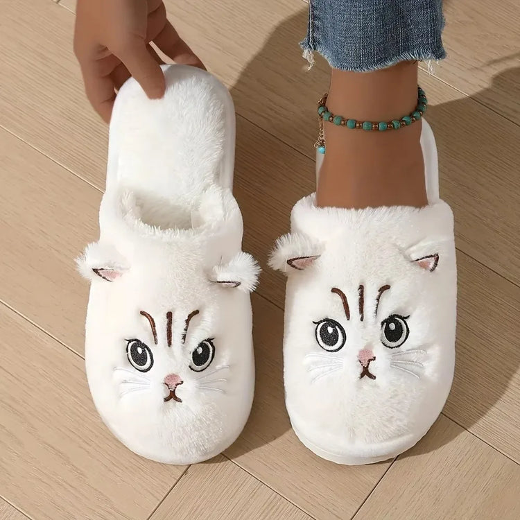 Cozy Cat Plush House Slippers