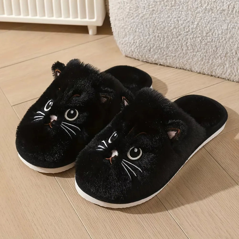 Cozy Cat Plush House Slippers