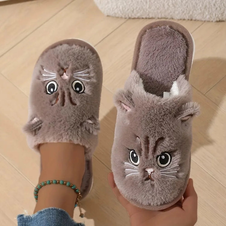 Cozy Cat Plush House Slippers