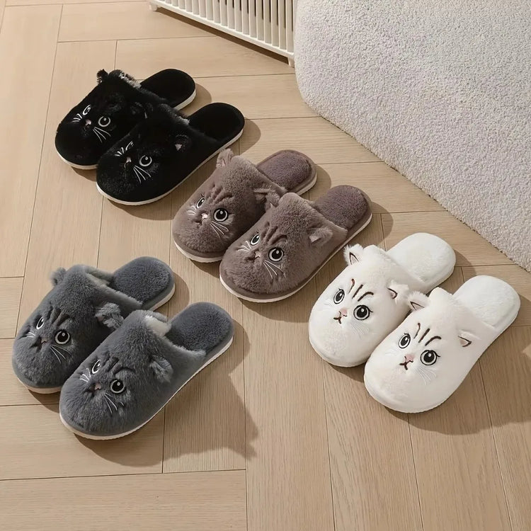 Cozy Cat Plush House Slippers