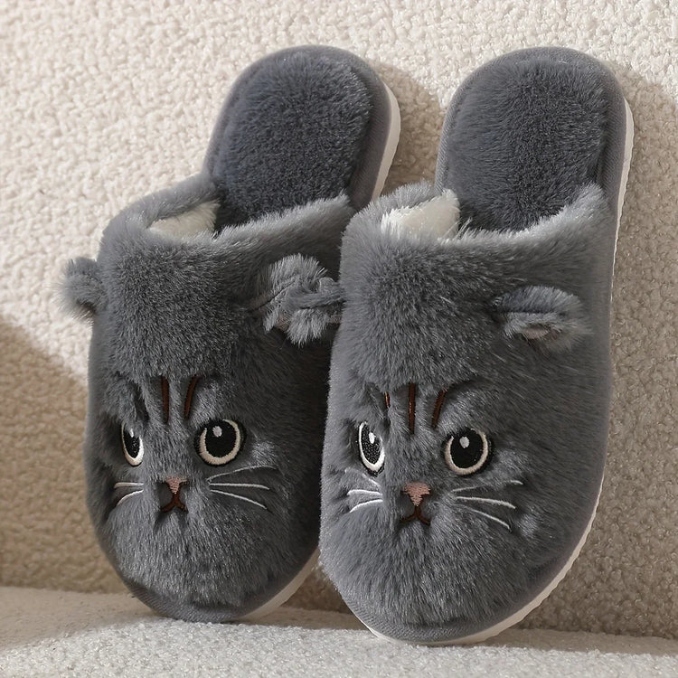 Cozy Cat Plush House Slippers