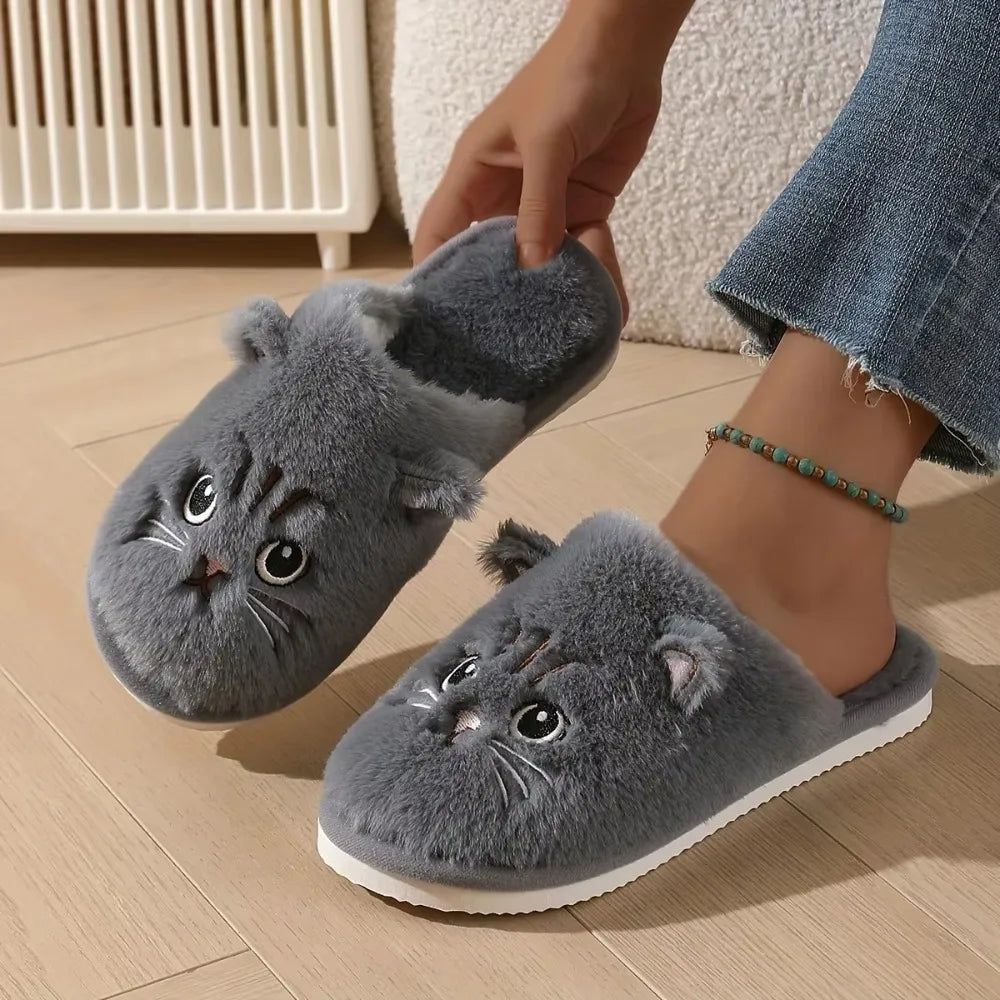 Cozy Cat Plush House Slippers