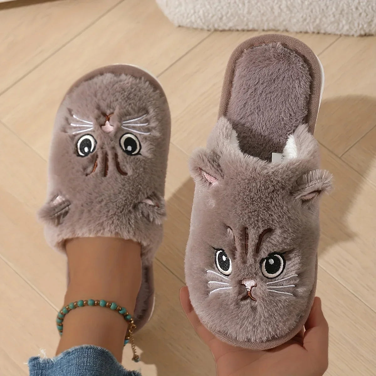 Cozy Cat Plush House Slippers